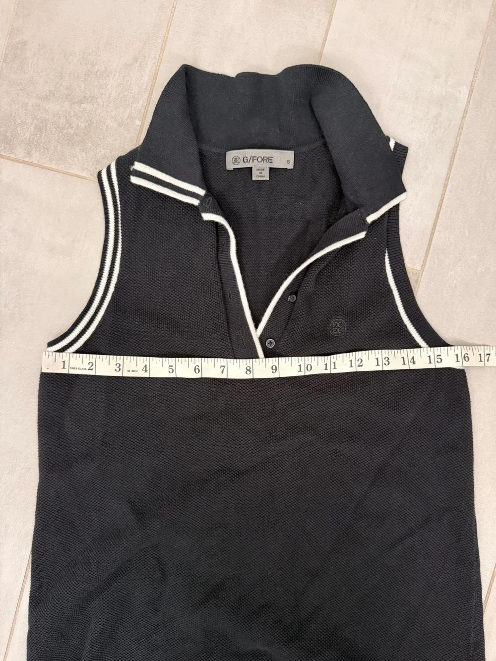 G/FORE Knit Polo White Trim Mini Dress Black Size Small